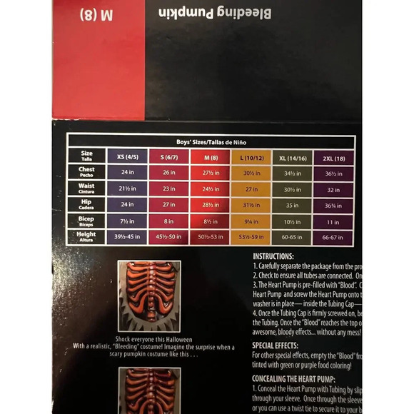 Evil pumpkin skeleton with bleeding heart mask not included boy’s Medium - Picture 9 of 11